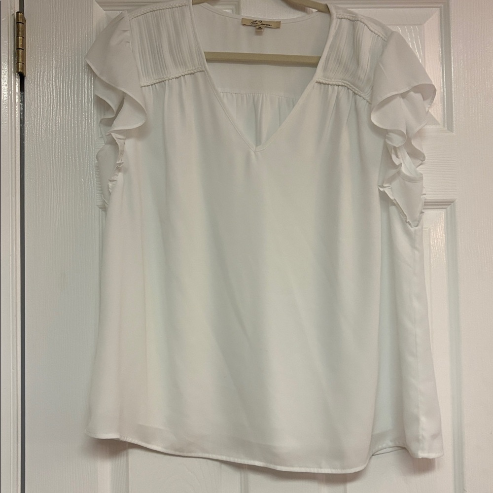 Elegant White Ruffle Sleeve Blouse